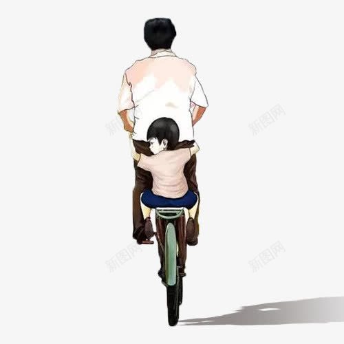 骑着自行车的父子png免抠素材_新图网 https://ixintu.com 卡通 父亲节 父子 骑自行车
