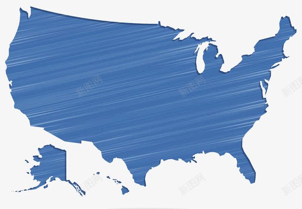 蓝色金属拉丝美国地图png免抠素材_新图网 https://ixintu.com 北美地图 美利坚综合国 蓝色 金属拉丝