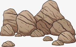 卡通手绘棕色石头子石子素材