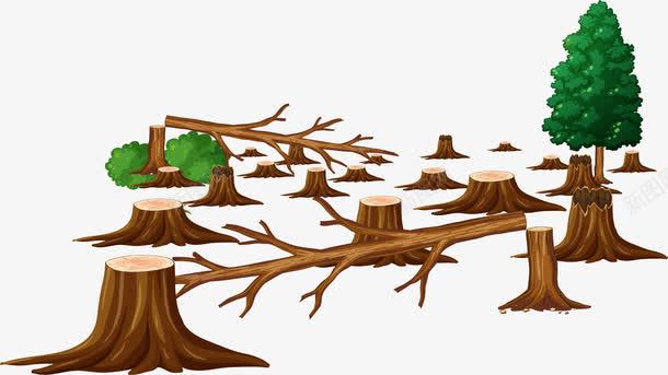 手绘伐树png免抠素材_新图网 https://ixintu.com 伐树 倒下的树 卡通 手绘 滥砍滥伐 砍树 破坏环境