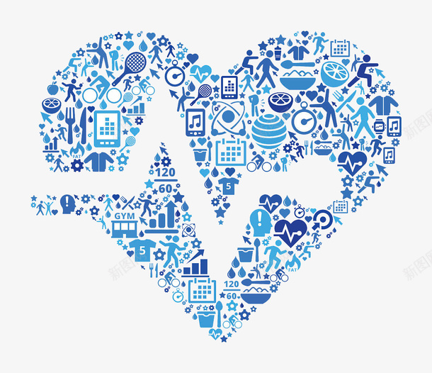 心率图标png_新图网 https://ixintu.com 医疗 心率图标 心率脉搏 心电图 杂物的爱 爱心 白色的线