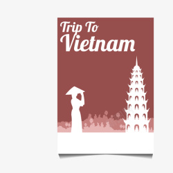棕白色越南旅游卡片素材