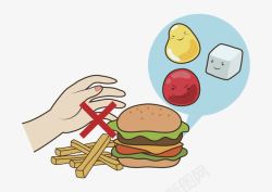 卡通瞍病高血糖人禁食汉堡高清图片