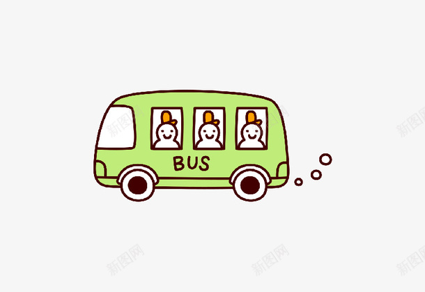 绿色卡通公共汽车图标png_新图网 https://ixintu.com 交通工具 免抠 公交车图标 卡通车辆 巴士公交 车辆图标