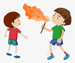 儿童玩火正在玩火的男孩矢量图高清图片