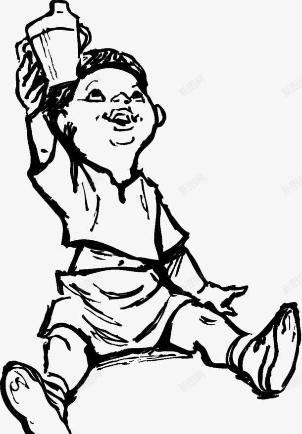 卡通小孩在在喝奶简笔画png免抠素材_新图网 https://ixintu.com 卡通小孩子 喝牛奶 小孩喝奶 小孩子 开心可爱的 有营养的 简笔画
