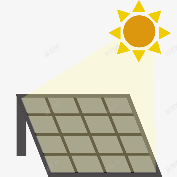 节能生活标图标png_新图网 https://ixintu.com 剪贴画 售后维修 太阳 太阳能板 家装 底座 支架 网格 阳光