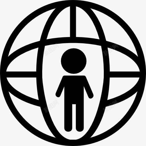 男子在地球电网图标png_新图网 https://ixintu.com 人 剪影 商业 地球图标 电网安全 男 符号 网格 象征地球