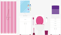 粉色的马桶洗手间构造矢量图高清图片