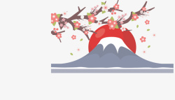 日本富士山樱花节矢量图素材