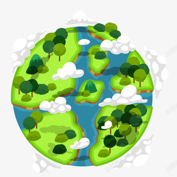 创意被树木覆盖的地球矢量图ai免抠素材_新图网 https://ixintu.com 健康 地球 树木 植树 植物 环保 绿色 矢量图
