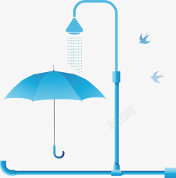 切断水管图案清新蓝色淋浴龙头节约用水保护水矢量图高清图片