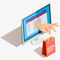 电子商务和购物网上购物3D立体插画矢量图高清图片