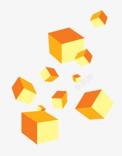 黄色立方体抽像立方体背景装饰高清图片