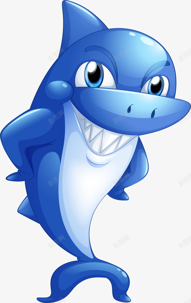 世界海洋日叉腰的鲨鱼png免抠素材_新图网 https://ixintu.com 世界海洋日 凶猛鲨鱼 叉腰的鲨鱼 大眼睛 开心 蓝色鲨鱼