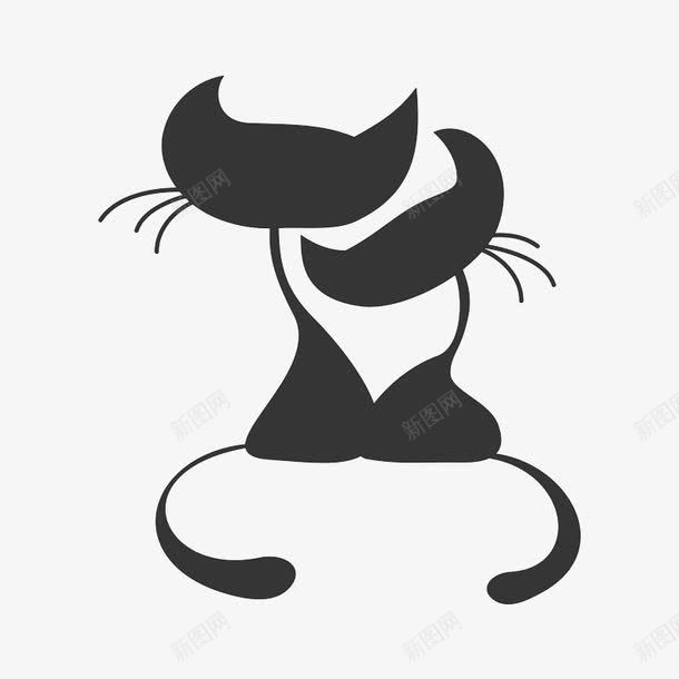 猫咪背影png免抠素材_新图网 https://ixintu.com 两只 依偎 剪影 卡通 尾巴 手绘 猫咪 背影 黑色的
