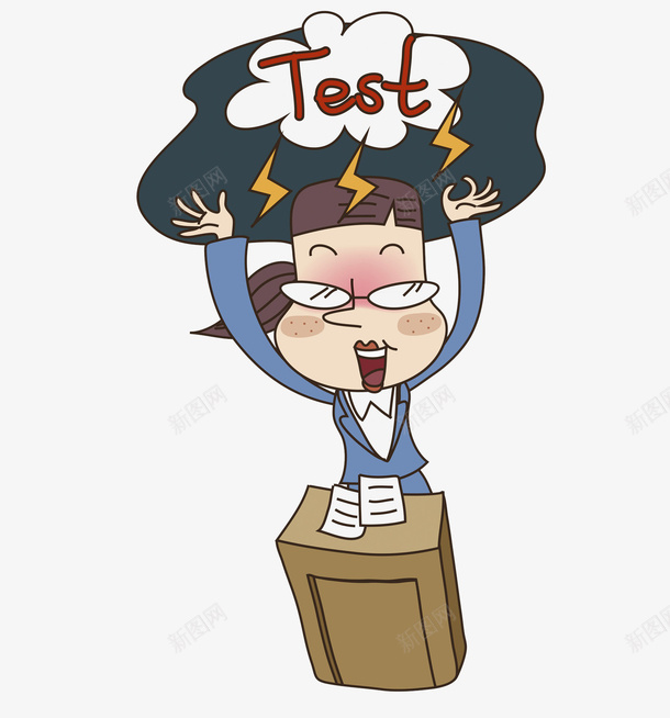发怒的老师png免抠素材_新图网 https://ixintu.com 卡通 发怒的 女人 测试 生气的 老师 考试 讲桌