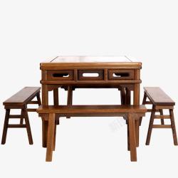 中国古典餐桌明清古典正方形餐桌椅高清图片