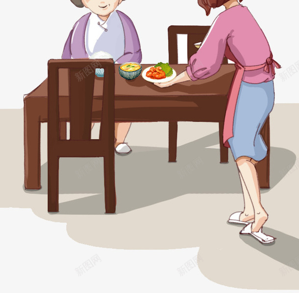 手绘儿女回家插画png免抠素材_新图网 https://ixintu.com PNG 儿女 回家插画 团圆 手绘