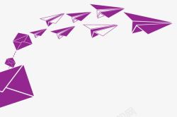 紫色信封发送纸飞机素材
