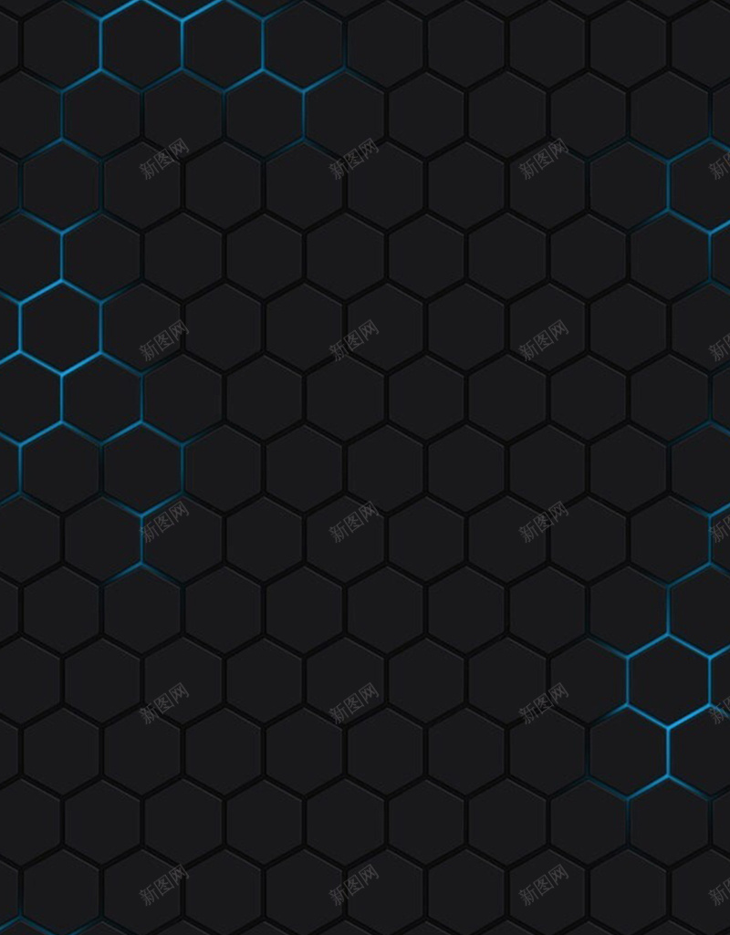 黑色科技六角形H5背景jpg设计背景_新图网 https://ixintu.com 六角 商务 开心 科幻 科技 蓝色线条 黑色