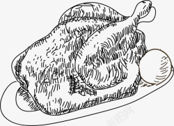 素描鸡肉设计古风墨水画鸡肉原素矢量图高清图片