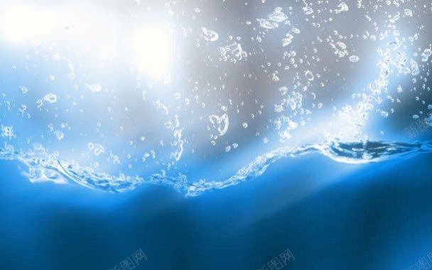蓝色海水冒泡电商海报背景