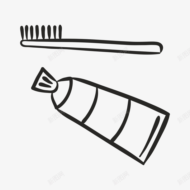 牙膏牙刷图标png_新图网 https://ixintu.com 一根 卡通 手绘 牙刷 牙膏 牙膏图案 简笔 素描 黑色
