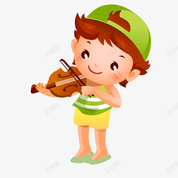 卡通拉小提琴的男孩矢量图ai免抠素材_新图网 https://ixintu.com 世界儿歌日 乐器 人物设计 儿童 卡通 戴帽子 演奏 矢量图