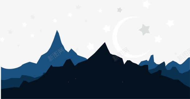 山上的夜晚png免抠素材_新图网 https://ixintu.com 夜晚 夜空 大山 星星 星空 月亮 背景素材