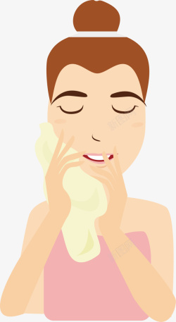洗脸的女人洗脸清洁卡通女人高清图片