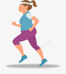 跑步运动微胖女生素材