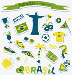 足球T恤椰子树巴西里约奥运会装饰元素高清图片
