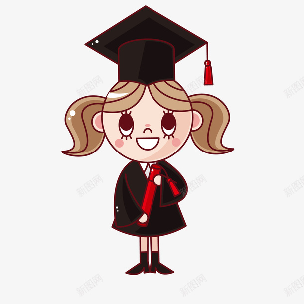 拿着毕业证书的女孩png免抠素材_新图网 https://ixintu.com 人物设计 卡通 女孩设计 学生 手绘 毕业证书