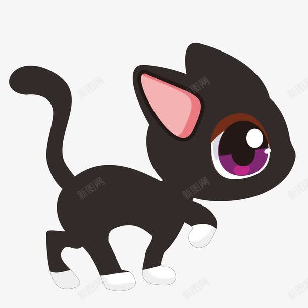 卡通可爱的黑色猫咪矢量图ai免抠素材_新图网 https://ixintu.com 动物设计 大眼睛 宠物设计 猫咪 黑色 矢量图