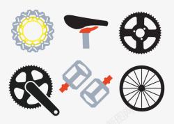自行车齿轮自行车坐垫轮胎组件图高清图片