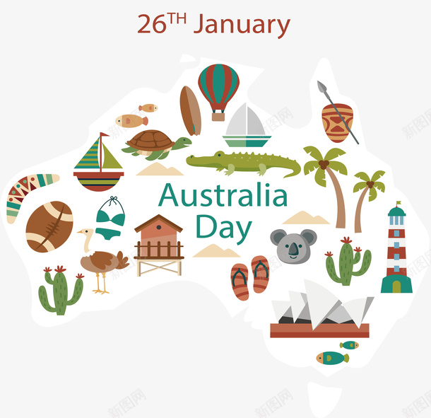 卡通动物澳大利亚地图矢量图ai免抠素材_新图网 https://ixintu.com AustraliaDay 动物地图 地图 澳大利亚地图 澳大利亚日 矢量png 矢量图