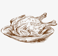 素描的烤鸭卡通线稿烤鸭高清图片