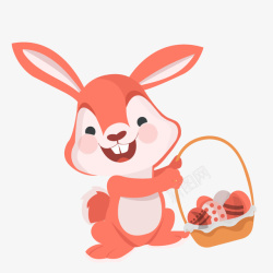 粉色沥水篮子开心的兔子矢量图高清图片