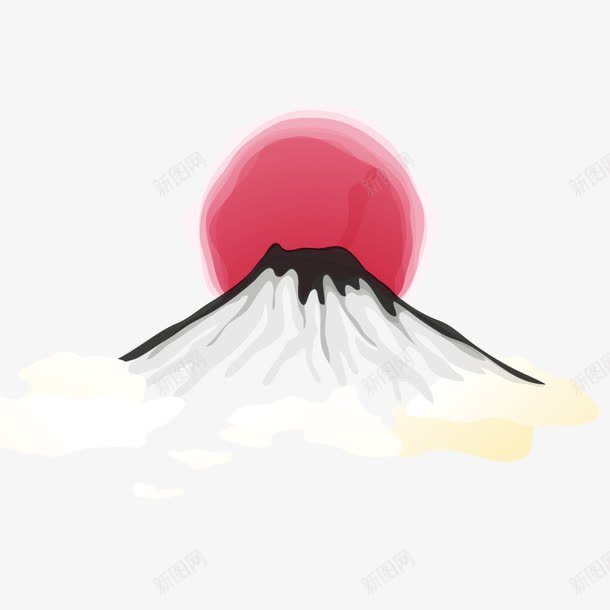 日本富士山png免抠素材_新图网 https://ixintu.com 名胜 太阳 水墨 美丽的富士山 高山