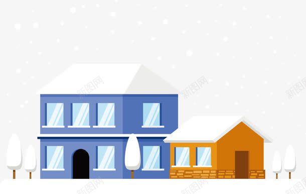 冬季房屋建筑png免抠素材_新图网 https://ixintu.com 下雪了 冰雪覆盖 建筑 房屋 矢量建筑 矢量房屋