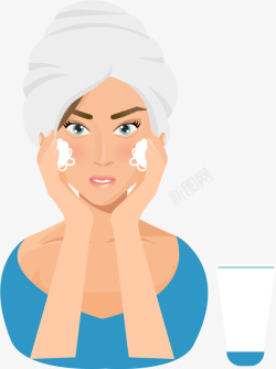 洗脸的女人脸部美白护肤女人高清图片