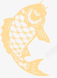 鱼png免抠素材_新图网 https://ixintu.com 中国手工技艺 剪纸技术 剪纸鱼 金色的鱼 金鱼
