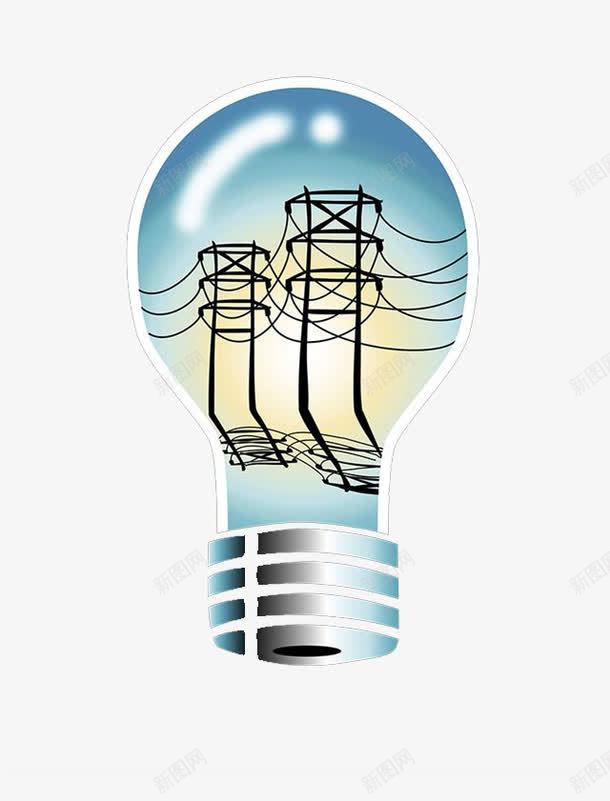 在灯泡里看高压电线图标png_新图网 https://ixintu.com 卡通手绘 教育 灯泡 电力工程 装饰 高压电线