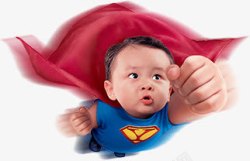 宝宝嘟嘴巴穿着超人服装的可爱baby高清图片