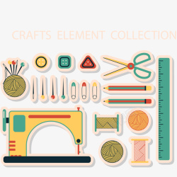 创意缝纫用品贴纸矢量图素材