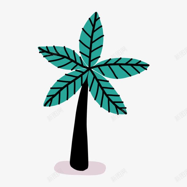 大椰子树png免抠素材_新图网 https://ixintu.com 单独 卡通 叶子脉络大 大型巨叶 无椰子 椰子树