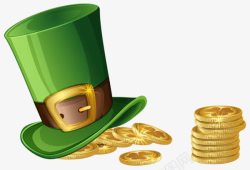爱尔兰小妖精绿帽子金币高清图片