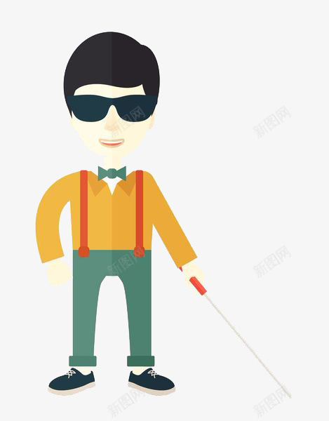 拿着盲杖的盲人男子png免抠素材_新图网 https://ixintu.com 卡通 坏掉的眼睛 墨镜 失去视觉 男子 盲人 看不见 瞎 瞎子 视力障碍