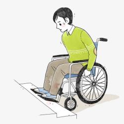 坐轮椅坐在轮椅上的人上台阶高清图片